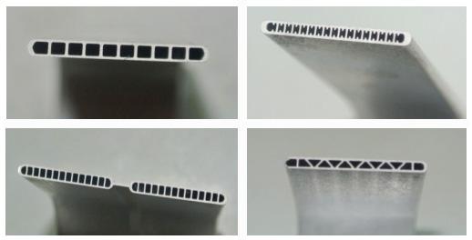 Different types of aluminum microchannel tubes