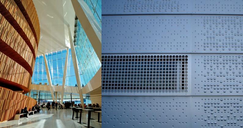 Perforated aluminum ceiling in The Oslo Opera House